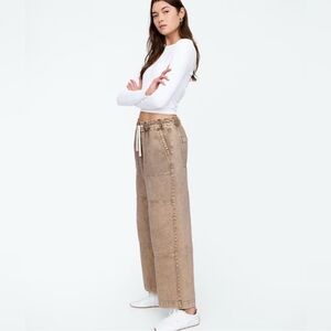 High Rise Wide-Leg Utility Pull-On Jeans